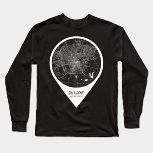 San Antonio, Texas, USA City Map - Travel Pin Long Sleeve T-Shirt